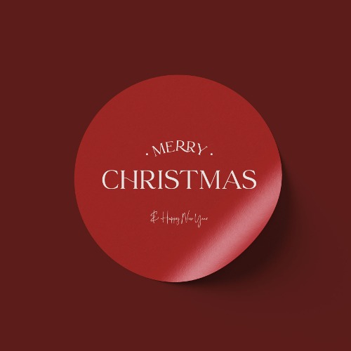 [기성품] 크리스마스 원형 메리크리스마스 스티커 포장 패키지 디자인 50매 [pk02]